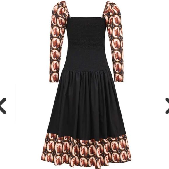 NWT Autumn Adeigbo Nevada Drop Waist Black Western Horse Print-M9 - Picture 2 of 8